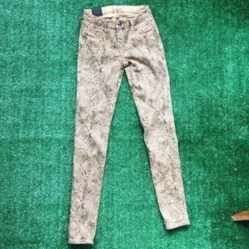 BleuLab 2 in 1 Jeans Double Sided Khaki / Snake Print Skinny Jeans Size 26